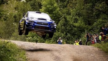 The Ojibwe Forests Rally is led by Travis Pastrana after the first day